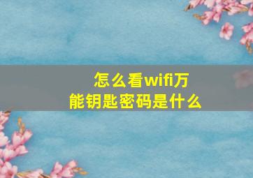 怎么看wifi万能钥匙密码是什么