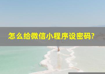 怎么给微信小程序设密码?