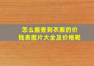 怎么能查到衣服的价钱表图片大全及价格呢