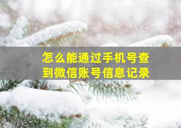 怎么能通过手机号查到微信账号信息记录