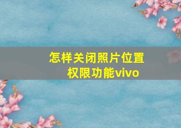 怎样关闭照片位置权限功能vivo