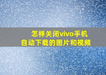 怎样关闭vivo手机自动下载的图片和视频