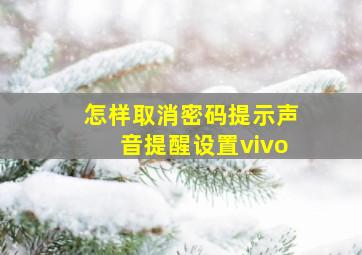 怎样取消密码提示声音提醒设置vivo