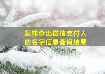 怎样查出微信支付人的名字信息查询结果