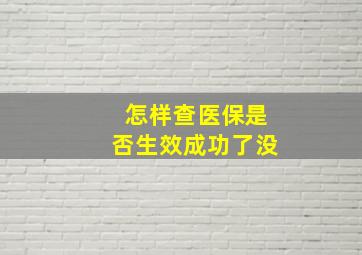 怎样查医保是否生效成功了没