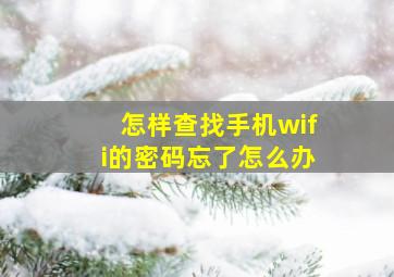 怎样查找手机wifi的密码忘了怎么办