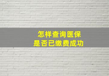 怎样查询医保是否已缴费成功