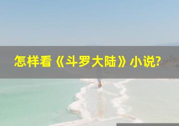 怎样看《斗罗大陆》小说?