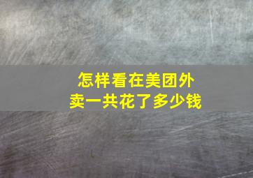 怎样看在美团外卖一共花了多少钱