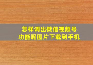 怎样调出微信视频号功能呢图片下载到手机