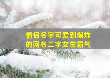 情侣名字可爱到爆炸的网名二字女生霸气