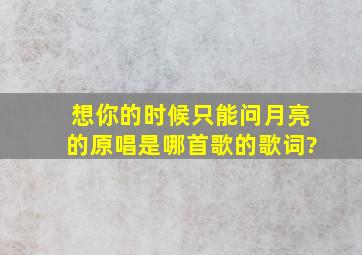 想你的时候只能问月亮的原唱是哪首歌的歌词?