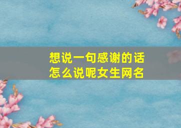 想说一句感谢的话怎么说呢女生网名