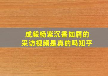 成毅杨紫沉香如屑的采访视频是真的吗知乎