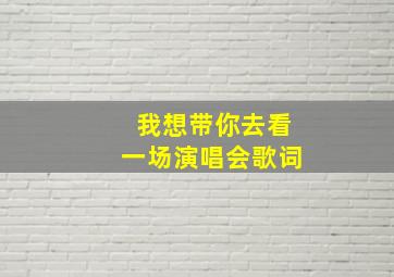 我想带你去看一场演唱会歌词