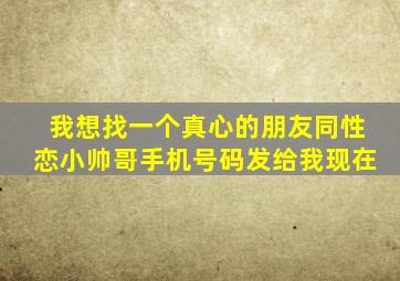 我想找一个真心的朋友同性恋小帅哥手机号码发给我现在