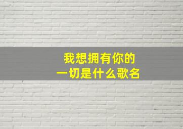 我想拥有你的一切是什么歌名