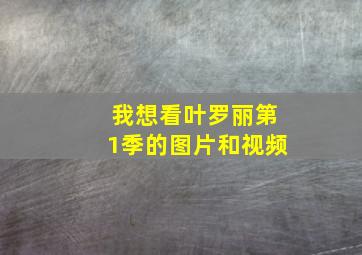 我想看叶罗丽第1季的图片和视频