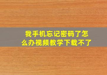 我手机忘记密码了怎么办视频教学下载不了