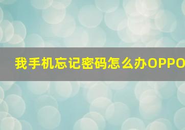 我手机忘记密码怎么办OPPO