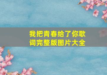 我把青春给了你歌词完整版图片大全