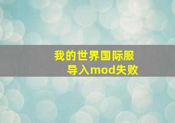 我的世界国际服导入mod失败