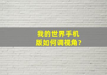 我的世界手机版如何调视角?