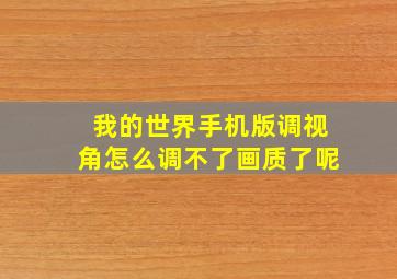 我的世界手机版调视角怎么调不了画质了呢