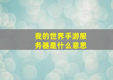 我的世界手游服务器是什么意思