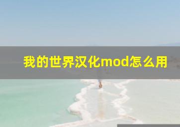 我的世界汉化mod怎么用