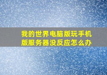 我的世界电脑版玩手机版服务器没反应怎么办