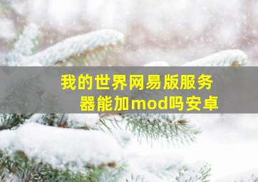 我的世界网易版服务器能加mod吗安卓