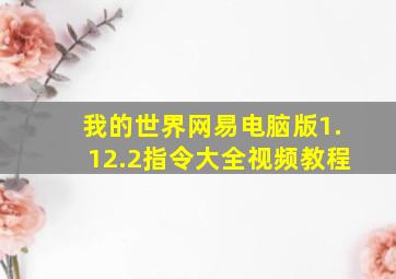 我的世界网易电脑版1.12.2指令大全视频教程