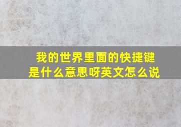 我的世界里面的快捷键是什么意思呀英文怎么说