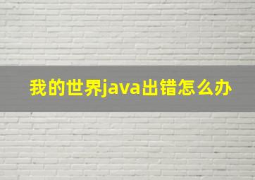 我的世界java出错怎么办