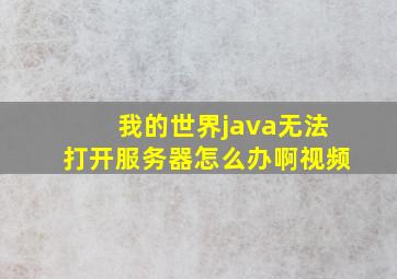 我的世界java无法打开服务器怎么办啊视频