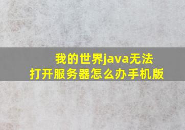 我的世界java无法打开服务器怎么办手机版