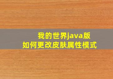 我的世界java版如何更改皮肤属性模式