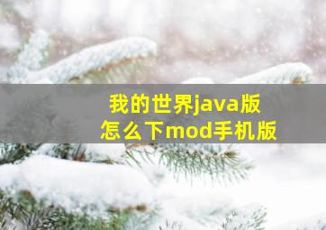 我的世界java版怎么下mod手机版