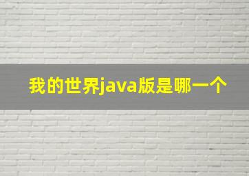 我的世界java版是哪一个