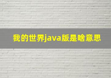 我的世界java版是啥意思