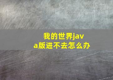 我的世界java版进不去怎么办