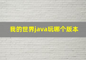 我的世界java玩哪个版本