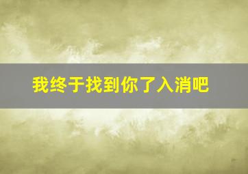 我终于找到你了入消吧