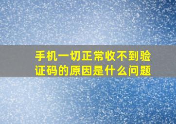 手机一切正常收不到验证码的原因是什么问题