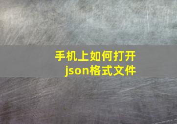 手机上如何打开json格式文件