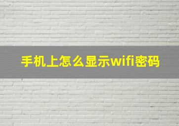 手机上怎么显示wifi密码