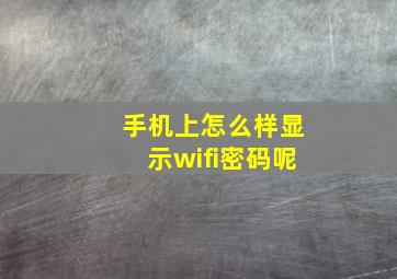 手机上怎么样显示wifi密码呢