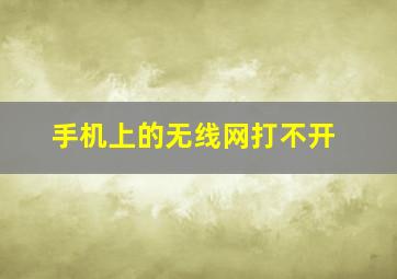 手机上的无线网打不开