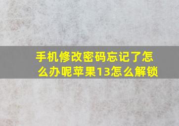 手机修改密码忘记了怎么办呢苹果13怎么解锁